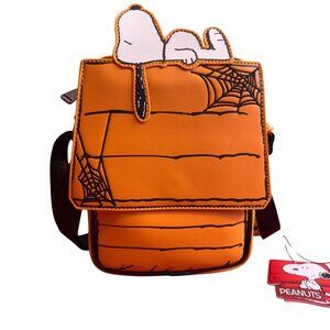 Peanuts Snoopy Halloween Crossbody Bag With Spider Web Design & Pumpkin Charm By